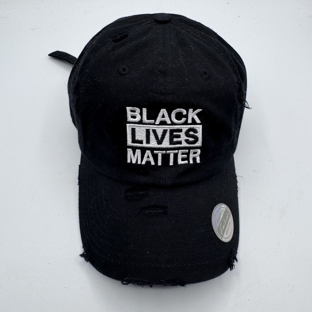 KB ETHOS Black Lives Matter Distressed Dad Hat Black Adjustable Strapback Cap